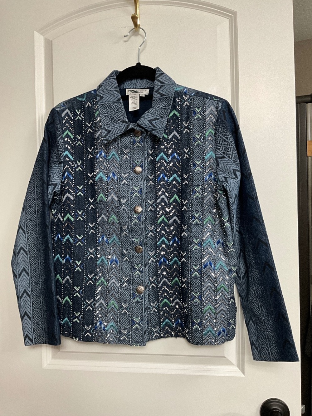 New Coldwater Creek S Beaded Denim Jacket M